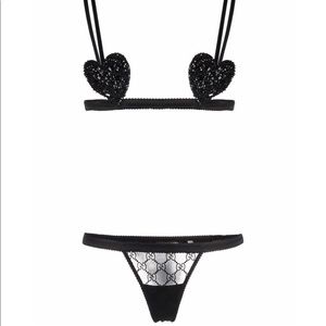 Gucci Sequined Heart GG lingerie set